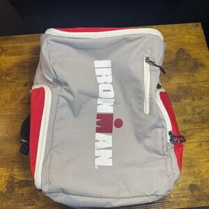 IRONMAN Gurye‎ Korea Backpack Bag Gray Red Travel Sport Triathlon Race Day